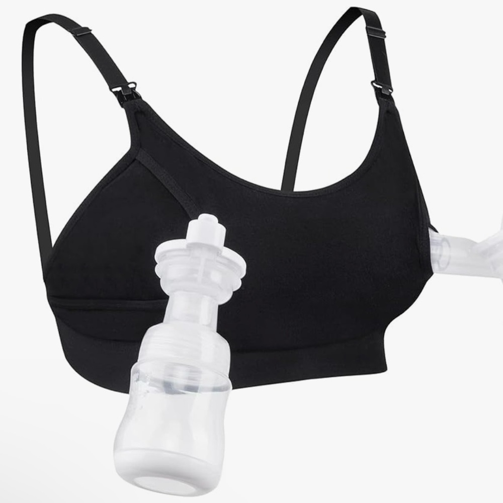 NWT Momcozy Hands Free Pumping Nursing Bra Size Small Black Adjustable Straps